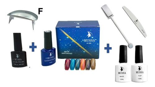 Set Esmalte Marca Mussa Ojodegato+imán+lámparaviaje 12 Pzas