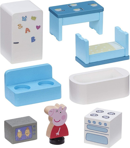 Peppa Pig Casa Familiar De Madera Con Muebles Original Nueva