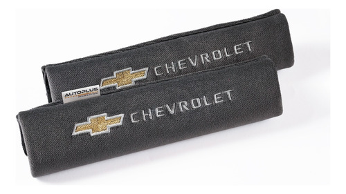 Protector Cubre Cinturones Tela Gris Logo Chevrolet Bordado