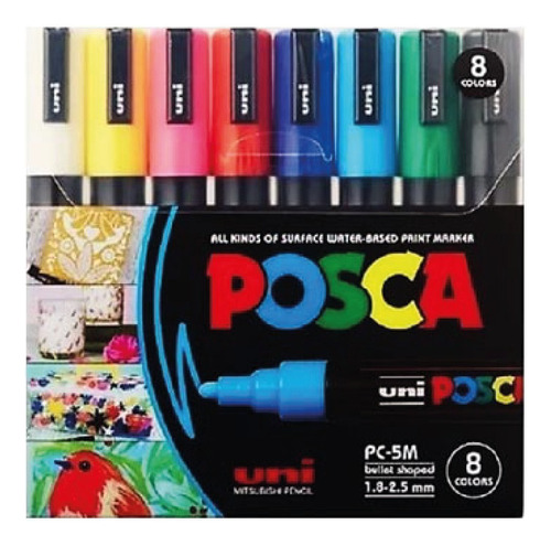 Marcador Uni Posca Pc-5m Set X 8 Colores