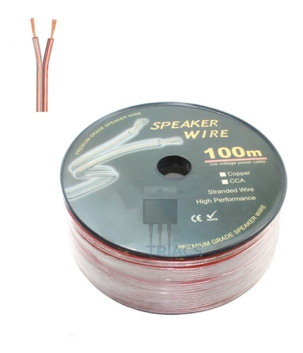 Cable Paralelo 2x14 Awg Transparente Carrete De 100 Metros