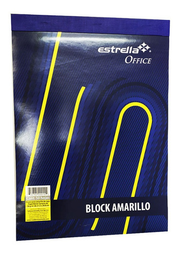 Block De Hojas Estrella Carta 50h Amarillo Raya 1 Pzs