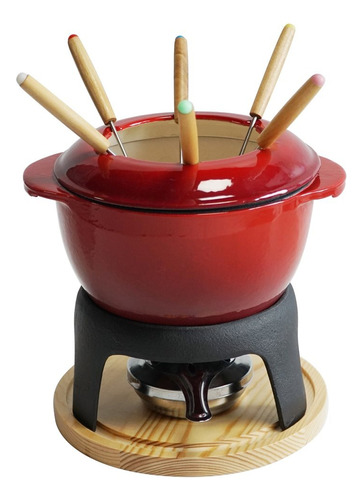 Fondue Hierro Base Madera