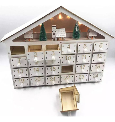 Nuevo Calendario De Adviento Navideño De Madera Con 24