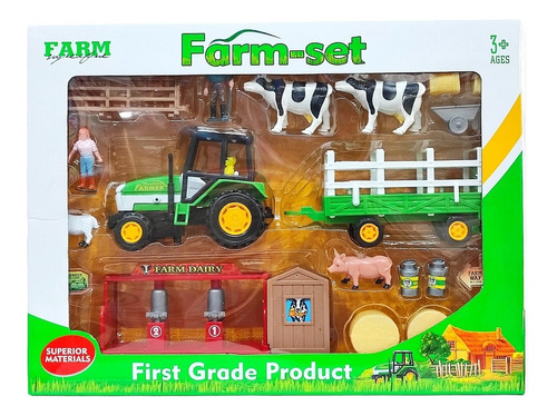 Set Juguete De Granjero Con Animales,tractor, Carreta, Etc