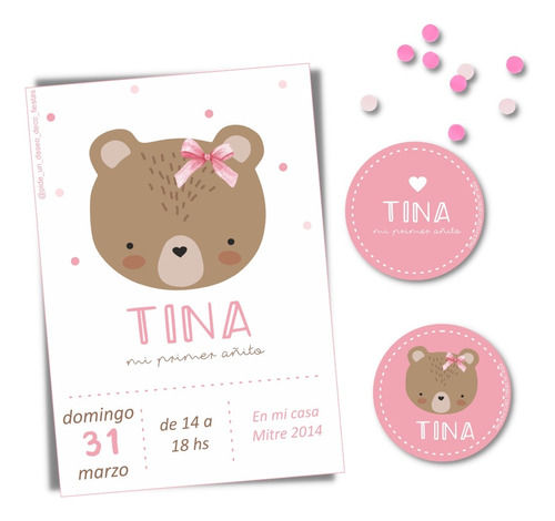 Kit Imprimible Osita Primer Año - Bautismo - Deco