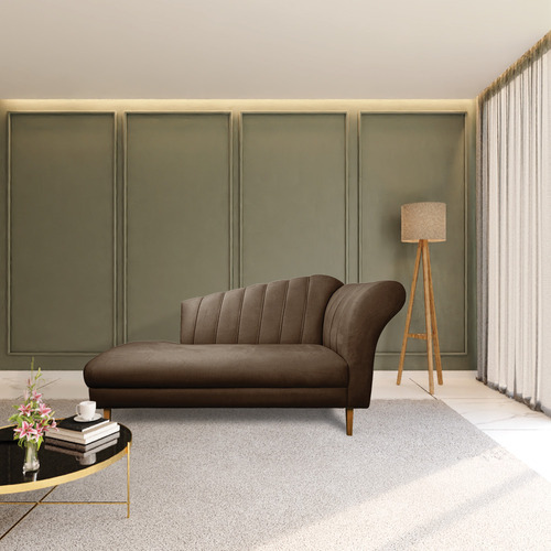 Divã Recife Suede 165 Cm Pés Chanfrado Castanho - D'rossi Cor Marrom