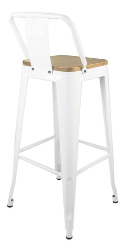 Pack 4 Piso Taburete Tolix Metal C/respaldo Asiento Madera W