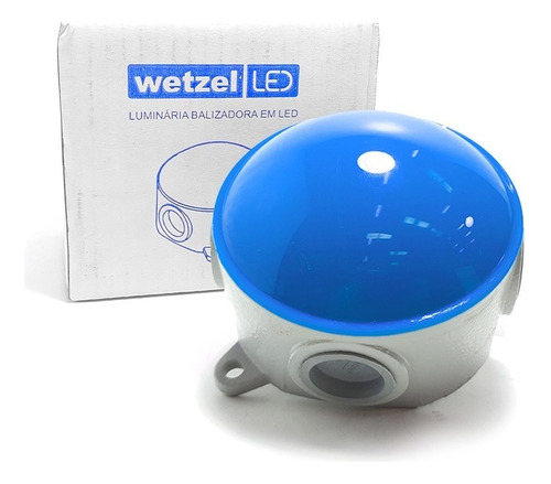 Luminária Balizador Led 5,5w 220v Ip65 6000k Azul Wetzel Luz Branco