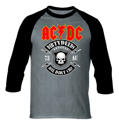 Camiseta Ac Dc Camibuso Raglan Serie Rock Metal