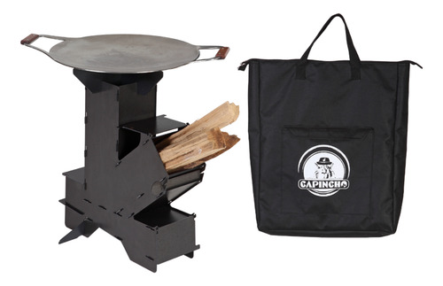 Fogareiro Portátil A Lenha Aço Carbono Rocket Stove Capincho