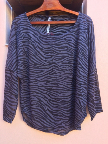 Remera Mujer Gris Poliester Elastizada Talle M