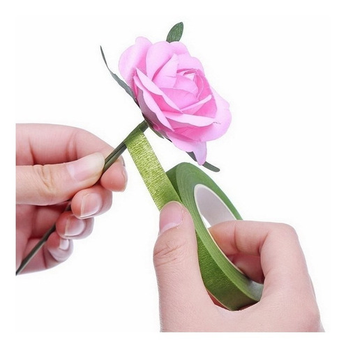 Imagen 2 de 7 de Cinta Floral Engomada Verde Flores De Azucar 27 Metros