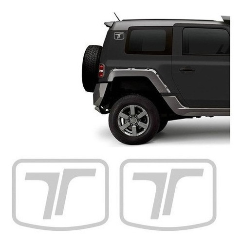 Par De Adesivos Logo Troller T4 2015/2019 Emblema Lateral Cor Cinza