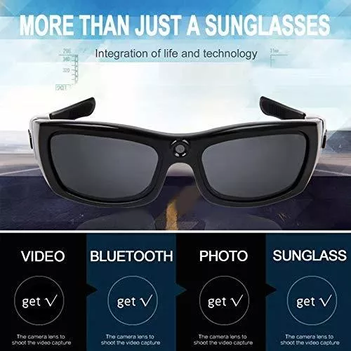 Gafas de cámara HD 1080P Bluetooth con cámara de sol, lentes de video  inteligentes para deportes al aire libre, tarjeta de memoria integrada de  32 GB