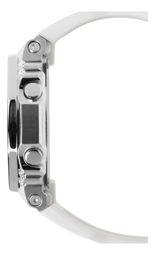 Reloj Casio G-shock Gm-s2110-7a9cr Para Mujer Correa Blanco Bisel Plateado Fondo Dorado