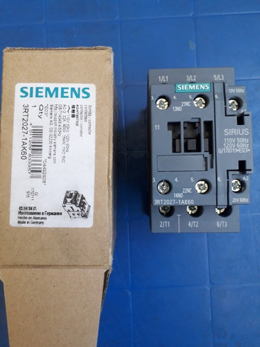 Contactor Siemens Sirius 3rt2027-1ak60 32 Amp.