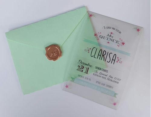 25 Tarjetas 15 Años Boda Cristal C/sobre Color C/lacre.