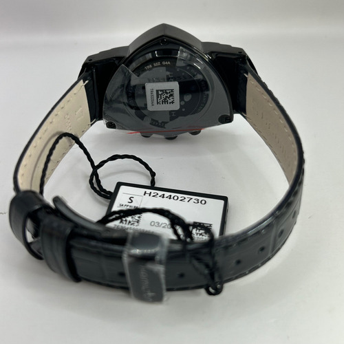 Reloj Hamilton Ventura L Chrono Quartz Unisex H24402730 Correa Negro Bisel Negro Fondo Negro
