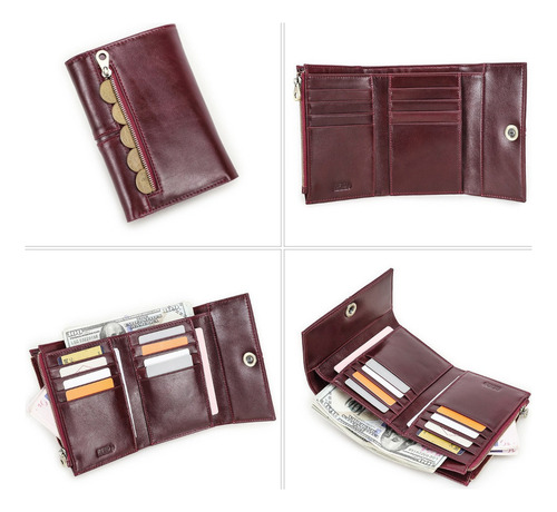 Cartera De Cuero Para Mujer Con Bloqueo Rfid De Navidad