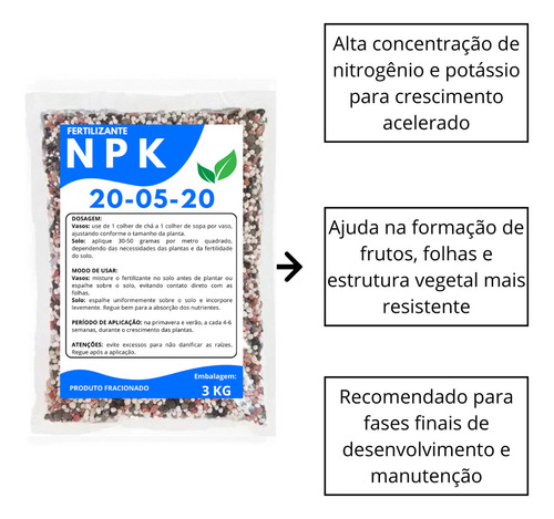 Kit Fertilizante Npk 10-10-10 + 04-14-08 + 20-05-20 3kg Cada 9kg Total - Nutrição Completa Para Plantas Ecogarden Jardinagem