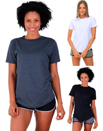 Kit 3 Camiseta Longline Feminina Mxd Conceito Cores Lisas