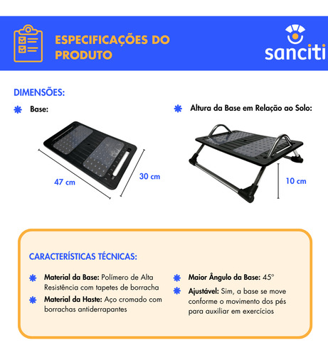 Kit 6 Apoio Ergonômico P/os Pés Ajuste Postura Nr17 Cromado