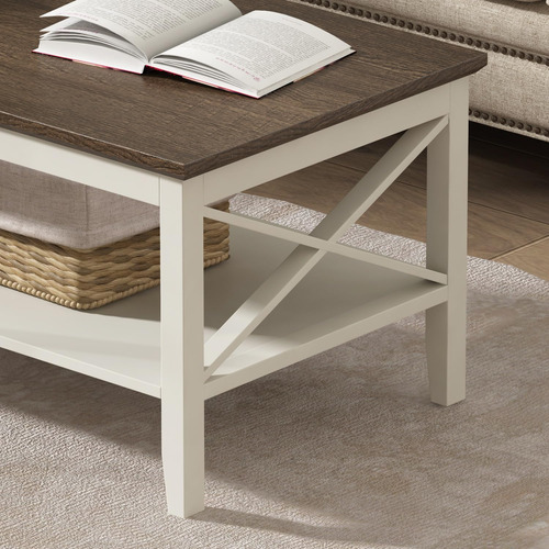 Mesa De Café De Madera Con Patas Gruesas Y Almacenaje Oxford