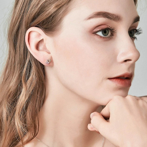 Aretes Mujer Arracada Corazón Plata Esterlina Swarovski Dama
