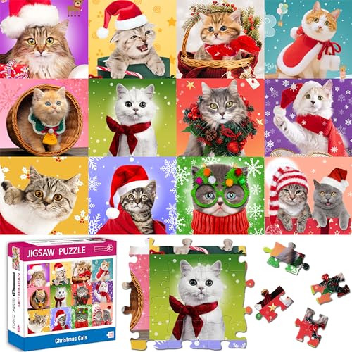 Rompecabezas De Navidad De 100 Piezas Niños - Gatos Na...