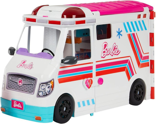 Conjunto Ambulância Resgate Da Barbie Luz E Som Mattel Hkt79