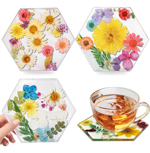 Juego De 4 Posavasos Para Bebidas: Posavasos Hexagonales De