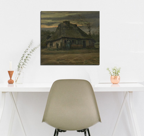 Vinilo Decorativo 60x60cm Vincent Gogh The Cottage Pintor