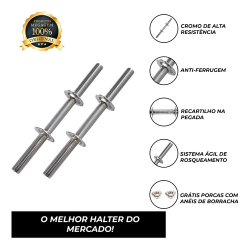 Imagem 7 de 8 de Kit Halteres Regulavel Rosca + 40kg Anilhas Emborrachadas