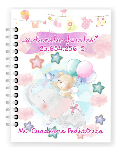 Cuaderno De Control Pediátrico Niña (elefante Globo Corazón)