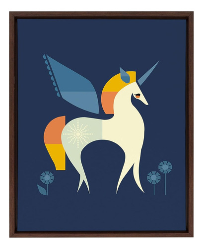 Kate Y Laurel Sylvie Mid-century Unicorn Framed Canvas Wall 