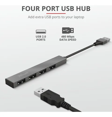 Mini Hub Trust Halyx Usb De 4 Puertos 2.0