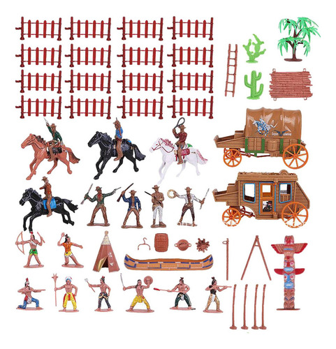 43x Acessórios Do Conjunto De Bonecas De Plástico West Cowbo