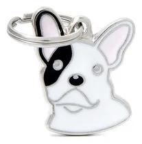 Comprar Chapas Para Perros My Family Friends Raza Bulldog Francés Blanco y Negro Grabado Instantáneo