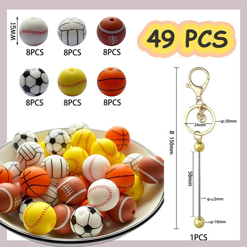 49x Cuentas Deportivas De Silicona Fabricación De Joyas 15