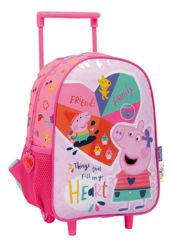 Mochila Wabro Peppa Pig Corazón Carro Escolar Jardín 12 In