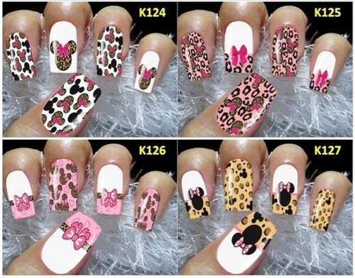 384 Películas Para Unhas 32 Cartelas Adesivos Mickey Minnie