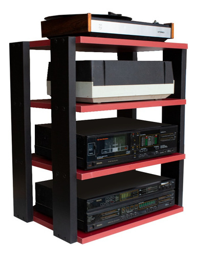 Rack Para Sistema Hifi E Vitrola - High Redblack