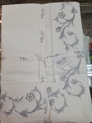 Mantel Rectangular De Lino Bordado 180x320cm