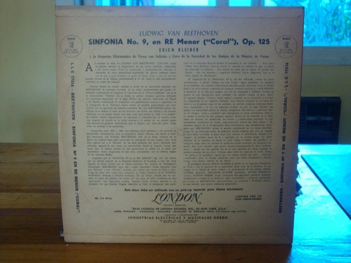 Vinilo Orquesta Viena Beethoven Sinfonia Nº 9 Kleiber Cl1 (Usado)