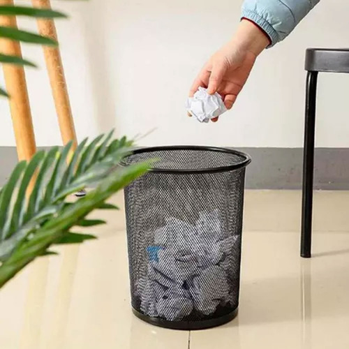 Kit 2 Lixeira De Escritório Telada De Metal 14 Litros Lixo