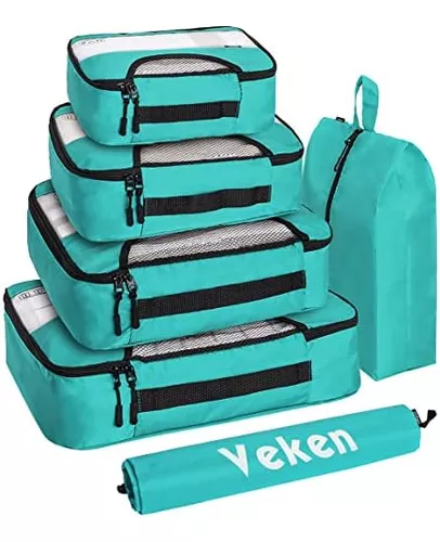 Veken - Juego de 6 cubos de embalaje para maletas, bolsas organizadoras de  viaje para equipaje de mano, juego de bolsas organizadoras de maleta para