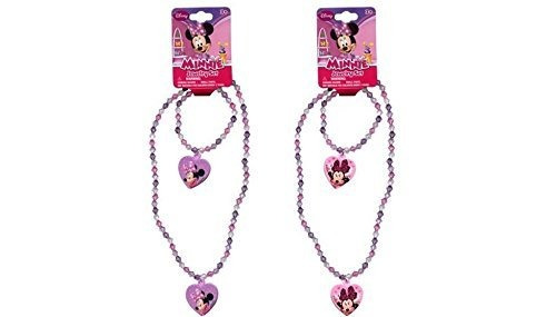 Minnie Bowtique Collar Y Pulsera Conjunto X 2 (1 Rosa Púrpur