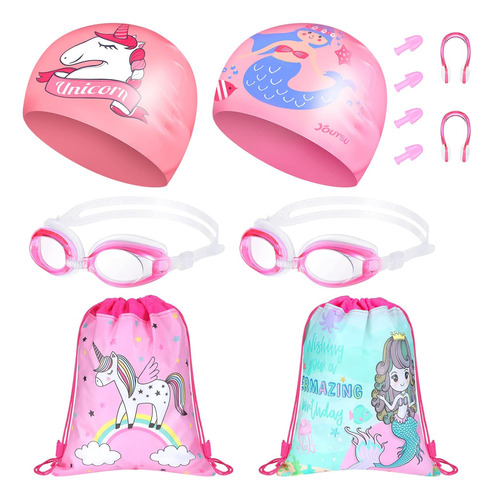 12 Gorros De Natación Y Gafas De Natación Para Niños, Bolsa