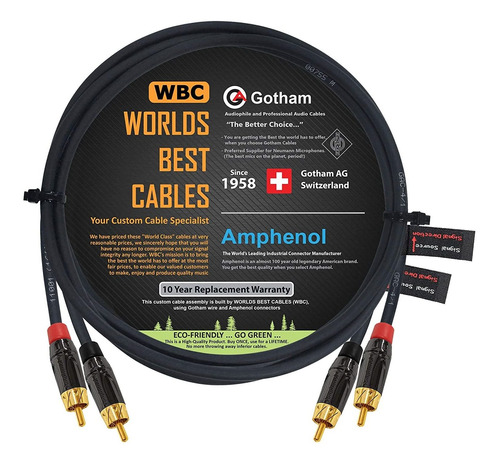 2 Cables De Interconexion Audio Rca Macho A Macho 1m, Negro